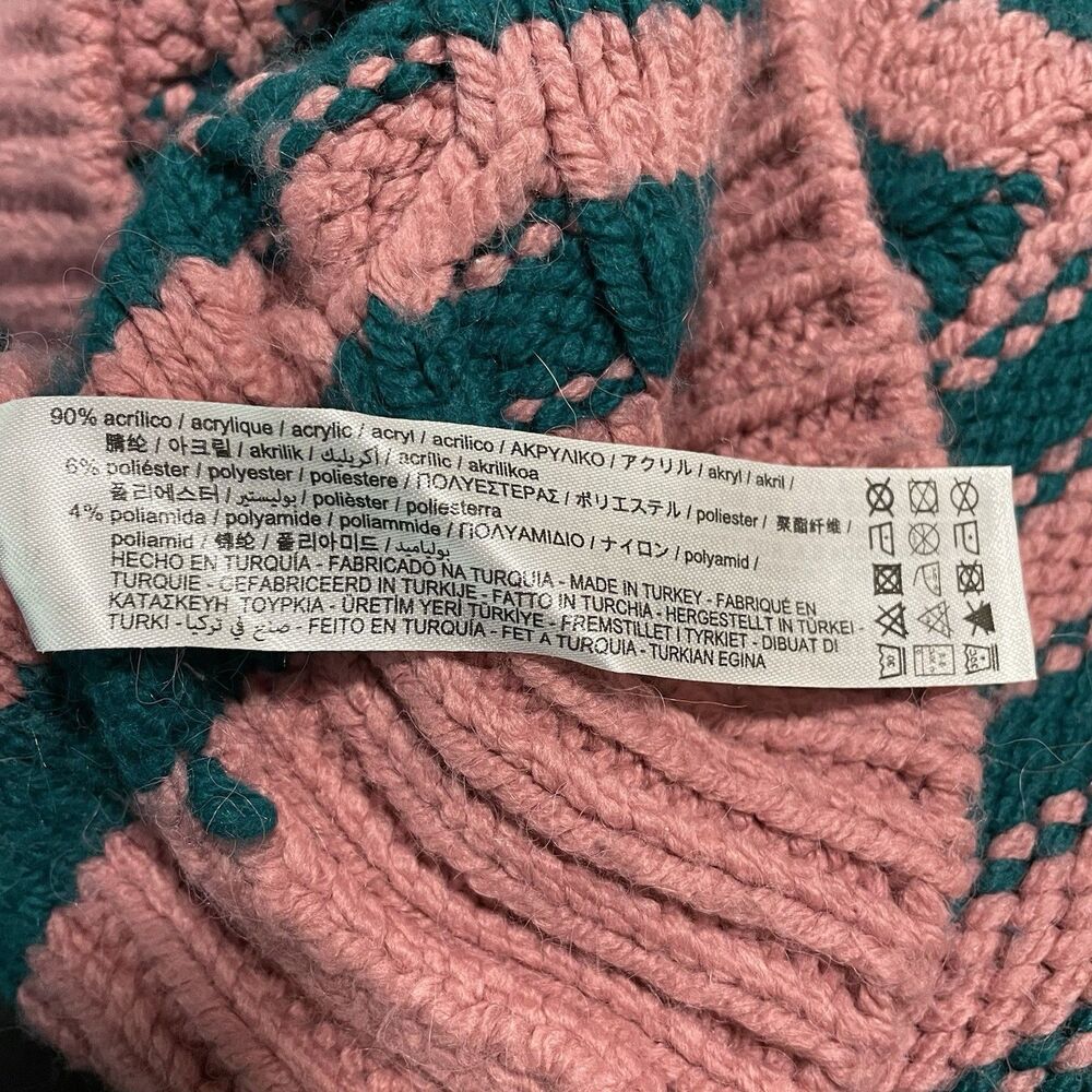 ZARA Striped Cable Knit Sweater Cropped Pink Teal Soft Women's Small S‎ Retro - Picture 8 of 9